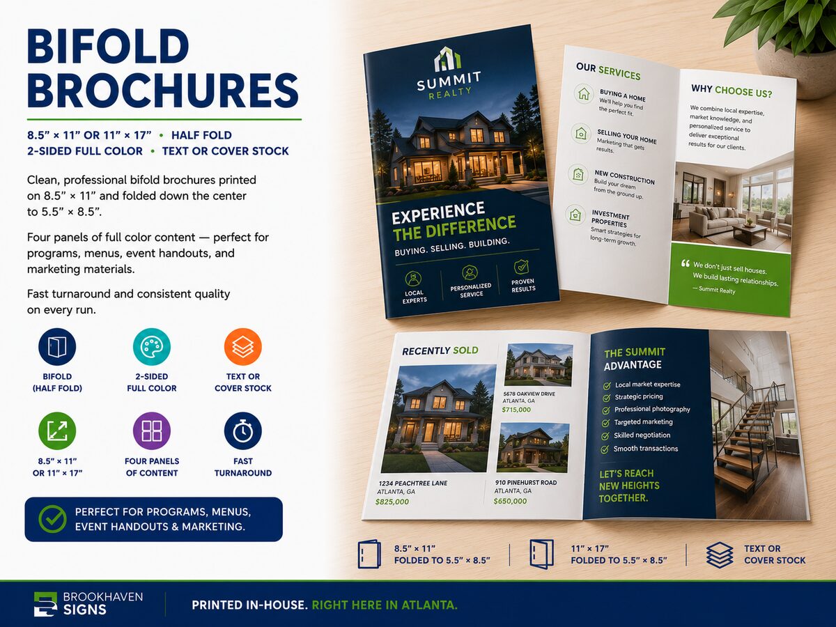 Bifold brochure printing Atlanta half fold full color — Preprint