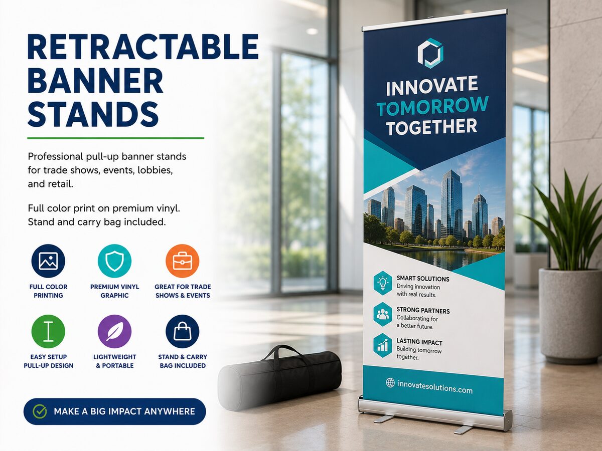 Retractable banner stand